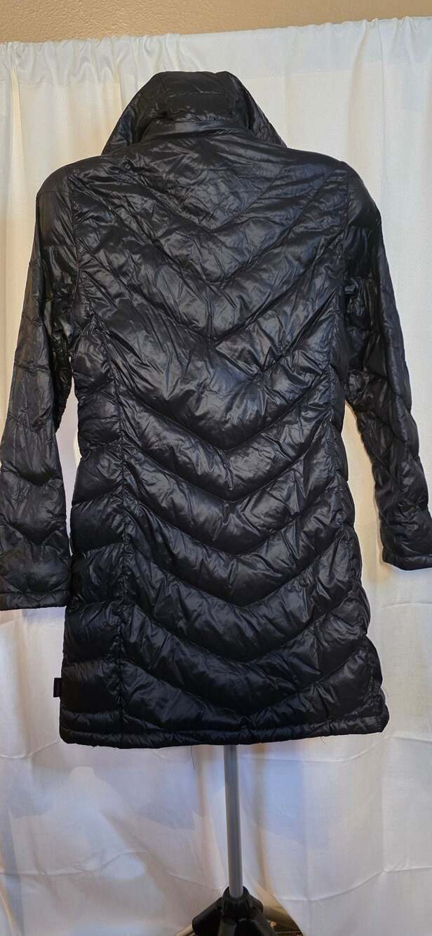 Calvin Klein Black Packable Down Hooded Long Puffer Small - Picture 4 of 9